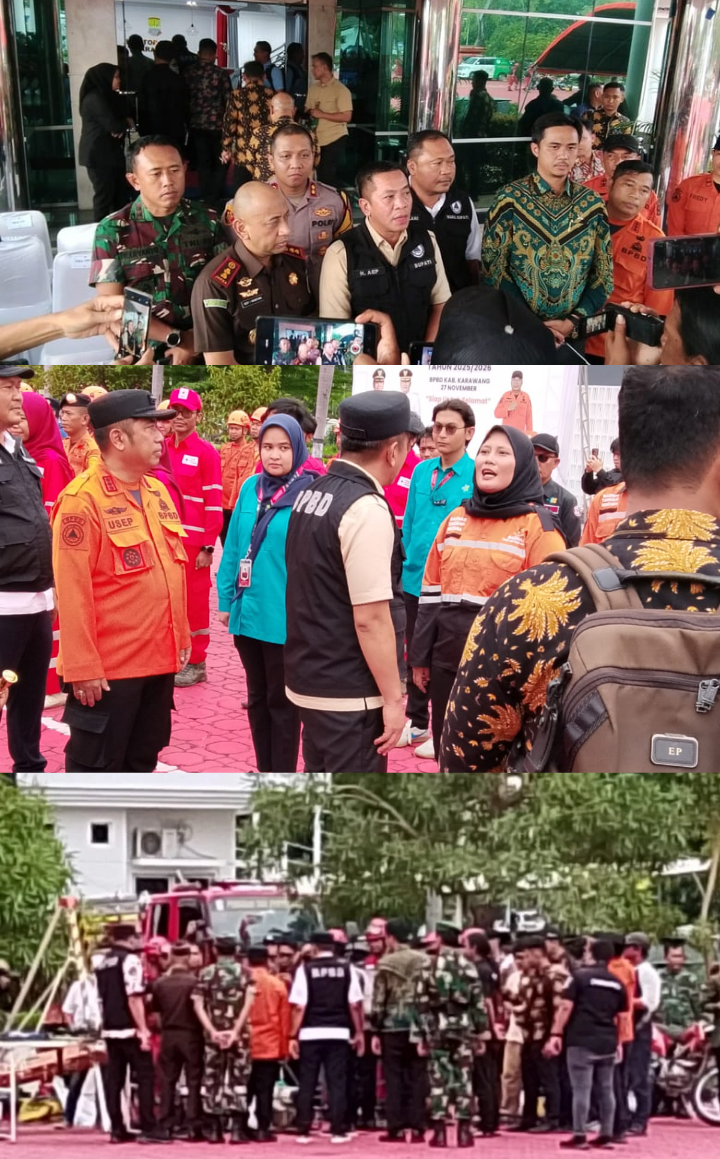 BPBD Karawang Gelar Apel Siaga Darurat Bencana di Plaza Pemda